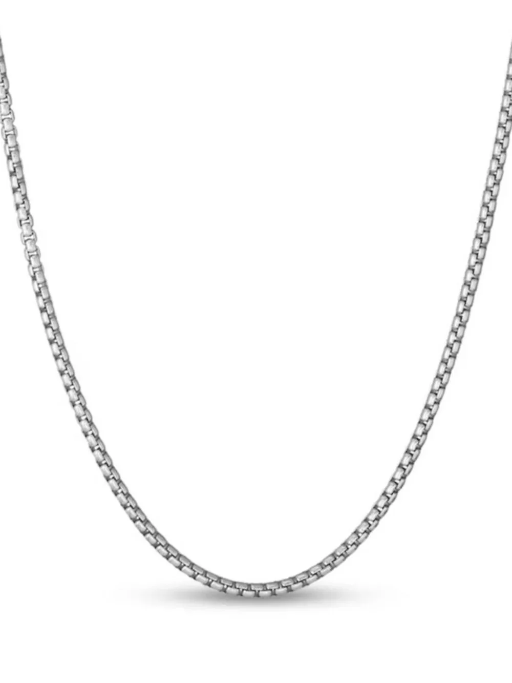 Silver 2.5mm Rounded Box Chain Link Necklace